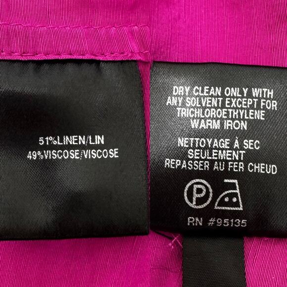 Lafayette 148 Linen Blend Full Zip Performance Blazer Jacket Hot Pink Size 18 - Picture 13 of 14